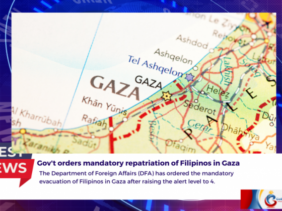 Gov't orders mandatory repatriation of Filipinos in Gaza
