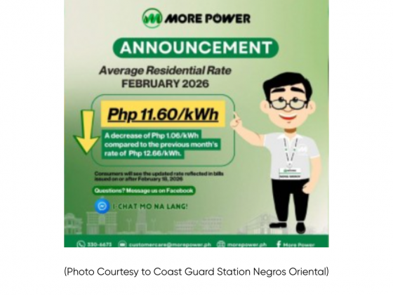 Power rate in Iloilo City down by P1.06/kWh in February